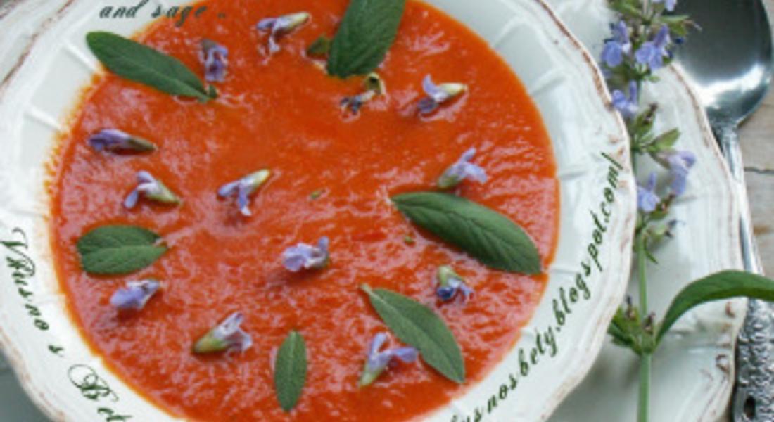 Лятна ароматна доматена супа с печен пипер 