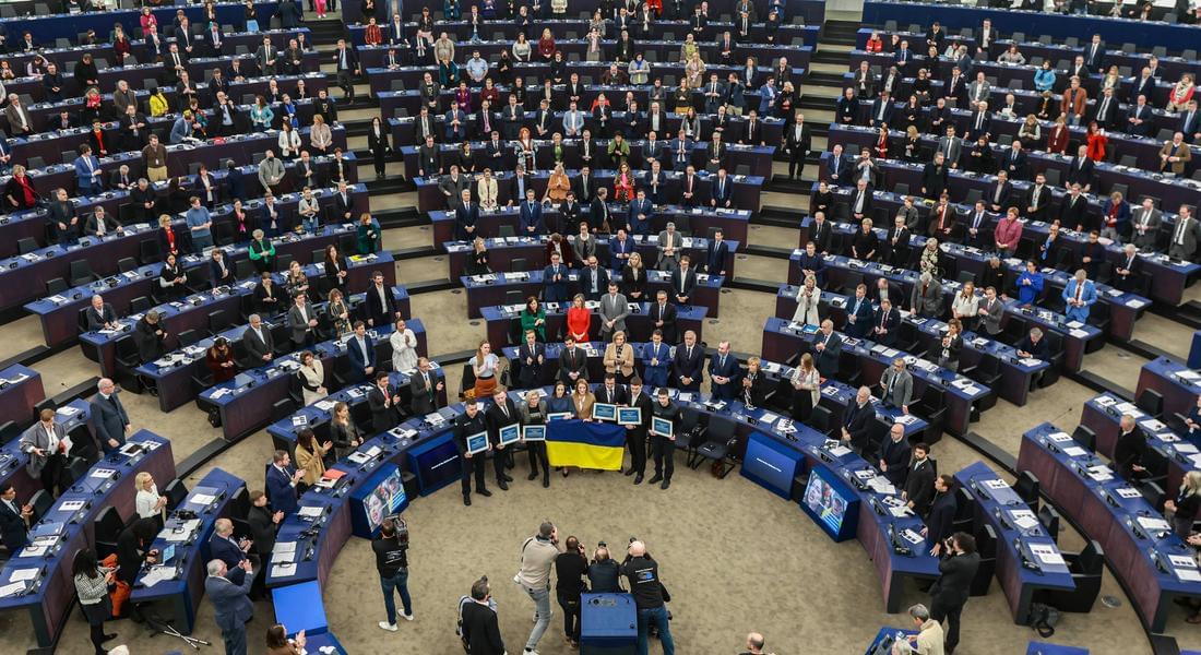 Наградата "Сахаров" на Европейския парламент за 2022 г. беше връчена на храбрия украински народ