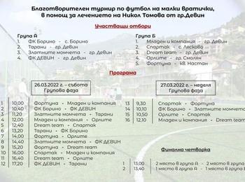 9 отбора ще участват в благотворителния футболен турнир в Девин, в помощ на Никол Томова 