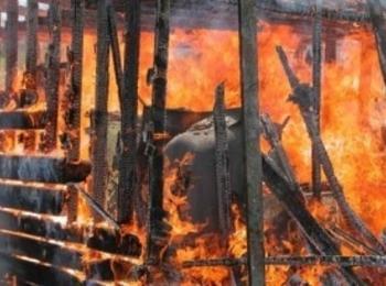Плевня, сено и дърва изгоряха при пожар в Дрянка