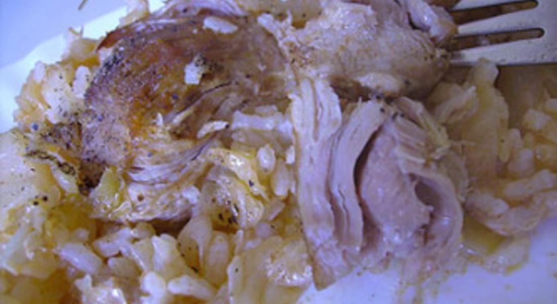 Зеле с ориз и свинско месо
