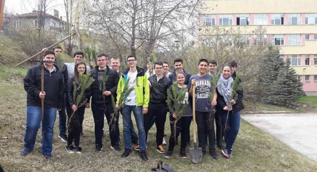 Ученици засадиха дръвчета, спечелени от играта "Когато станем 100 000 ще посадим гора"